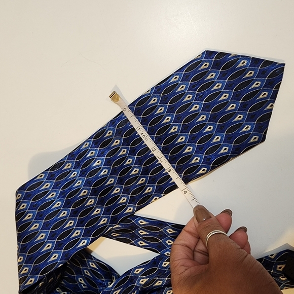 Pure Silk by Sadhwanis blue and black tie - Picture 2 of 4